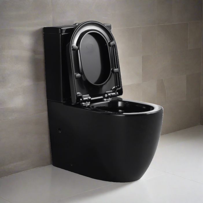 Hurricane Back-to-Wall Toilet Suite in Gloss Black