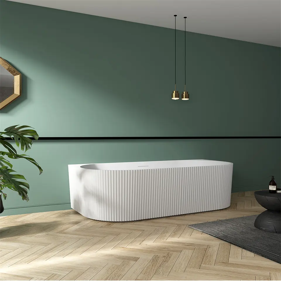Scanalato Piatto 1700mmx800x580 Matte White Bathtub