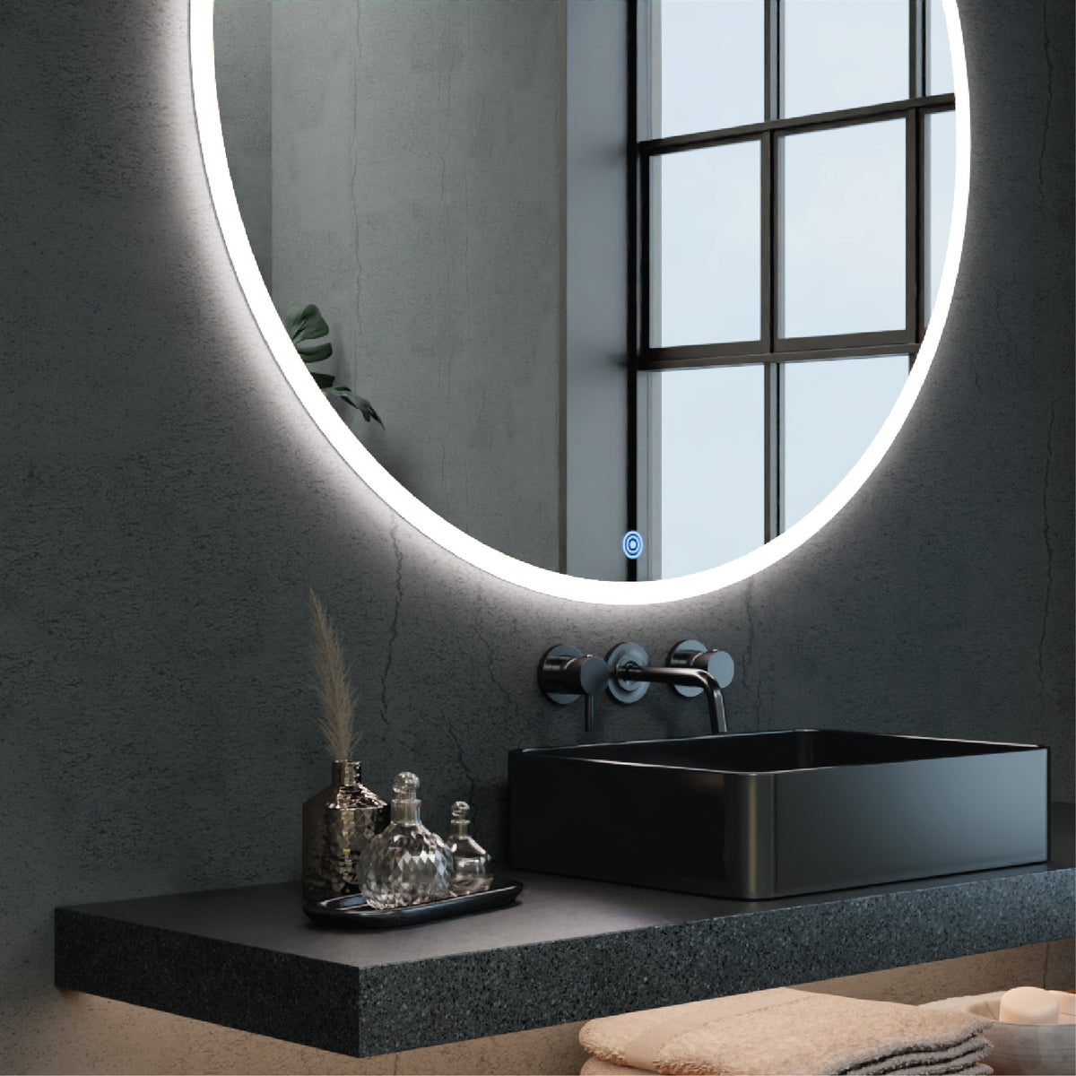 Elevate your grooming experience with the Titan LED Mirror's dimmable brightness feature.