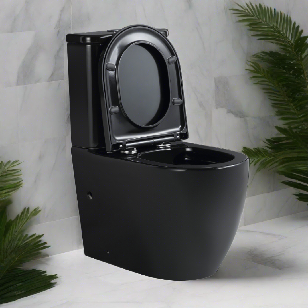Mini Cyclone Back-to-Wall Toilet Suite in Gloss Black