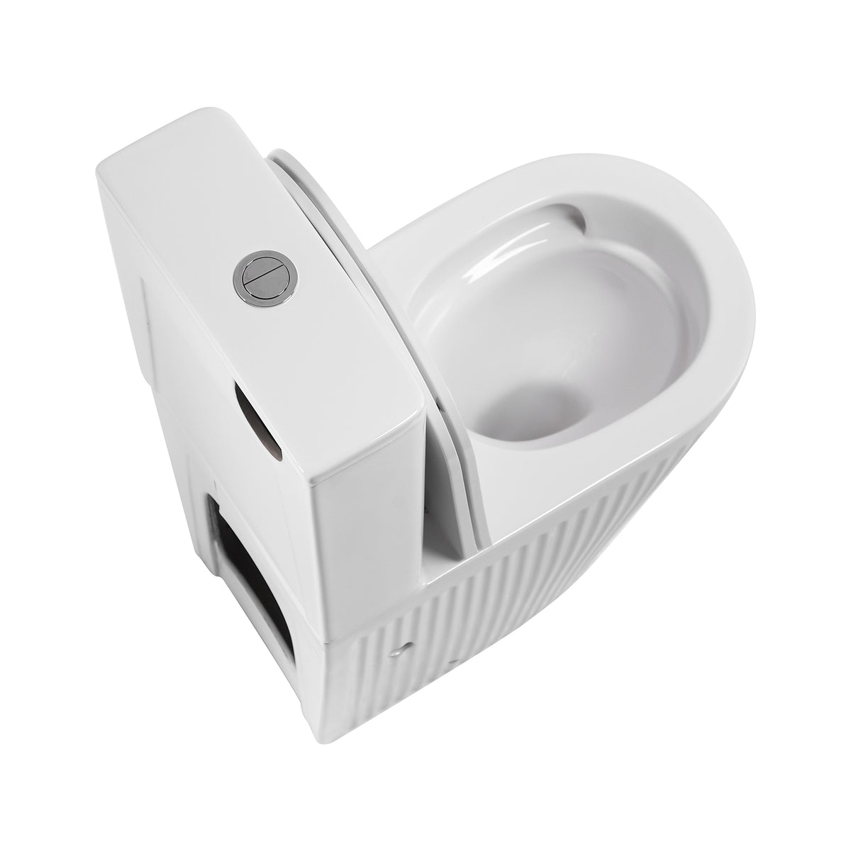 Fluted Gloss White Toilet with Rimless Design 