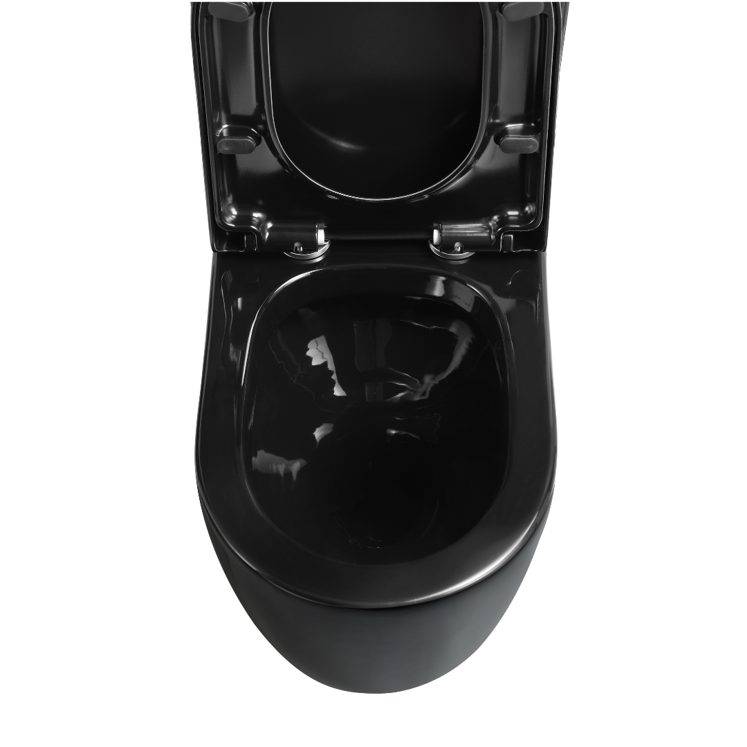 Hurricane Back-to-Wall Toilet Suite in Gloss Black