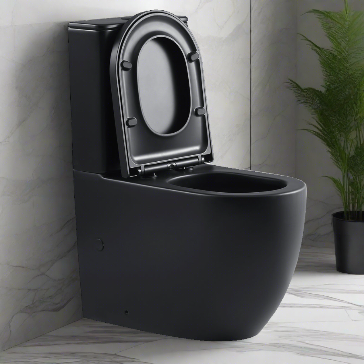 Hurricane Zero Rim Back-to-Wall Toilet Suite in Matte Black