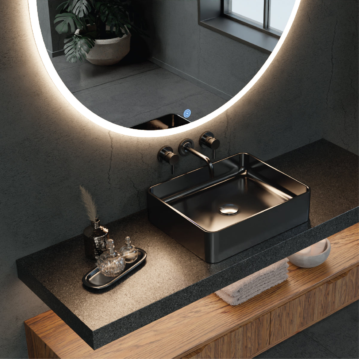 Titan's LED Mirror effortlessly combines form and function, becoming a focal point in your bathroom.
