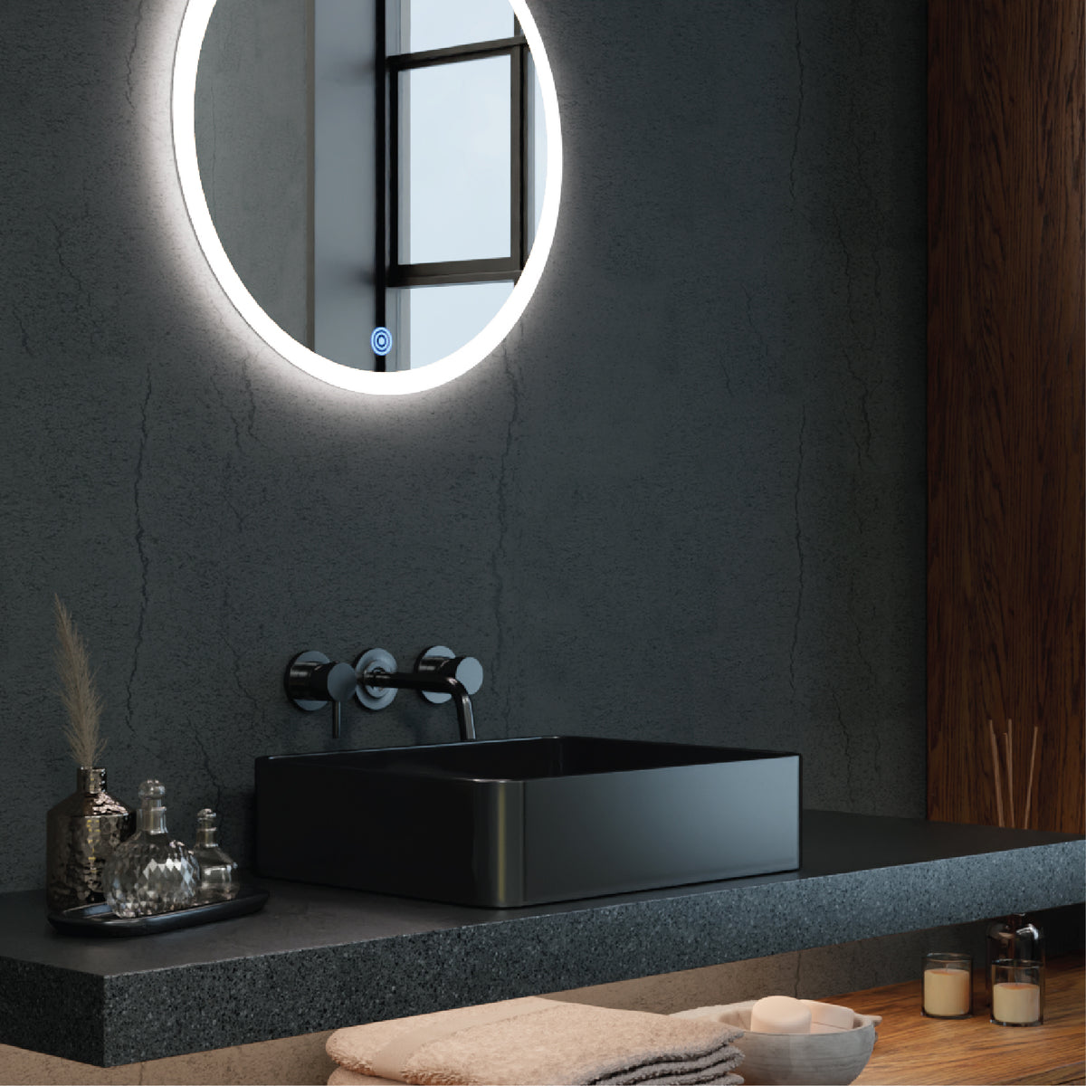 Achieve the ideal lighting for any moment with the Titan LED Mirror's dimmable brightness feature, providing a personalized and comfortable environment.