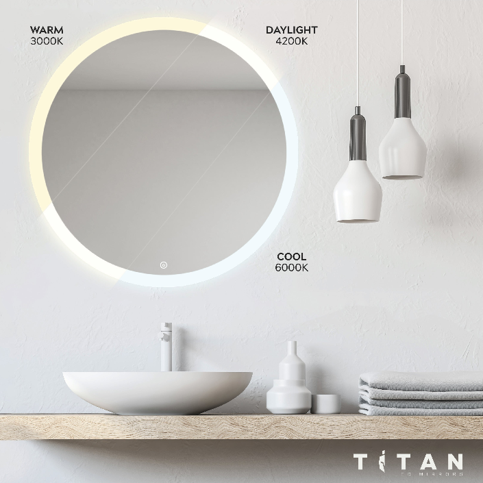 Enjoy the perfect blend of form and function with the Titan LED Mirror, offering a harmonious balance between aesthetic appeal and practicality in your bathroom.