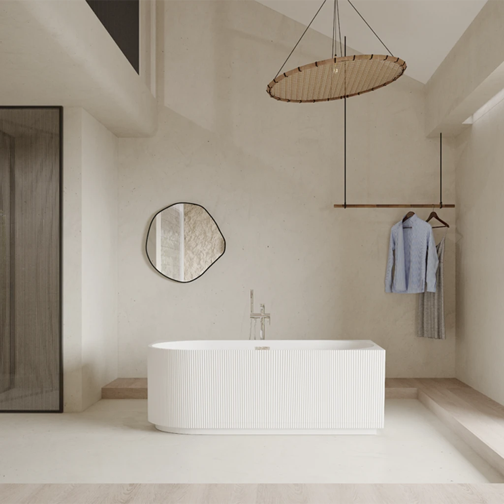 Scanalato Gradi 1500mmx750x580 Right Hand Matte White Bathtub