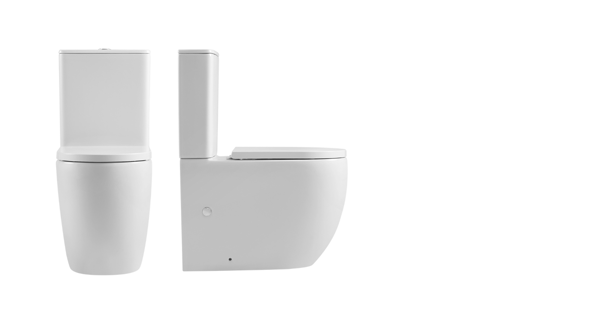 Hurricane Zero Rim Back-to-Wall Toilet Suite in Matte White
