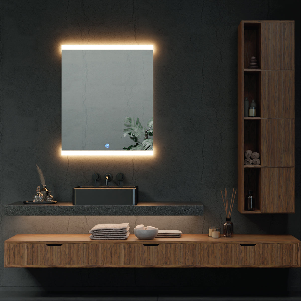 Enjoy the modern aesthetic of the Titan LED Mirror, designed for both style and functionality.