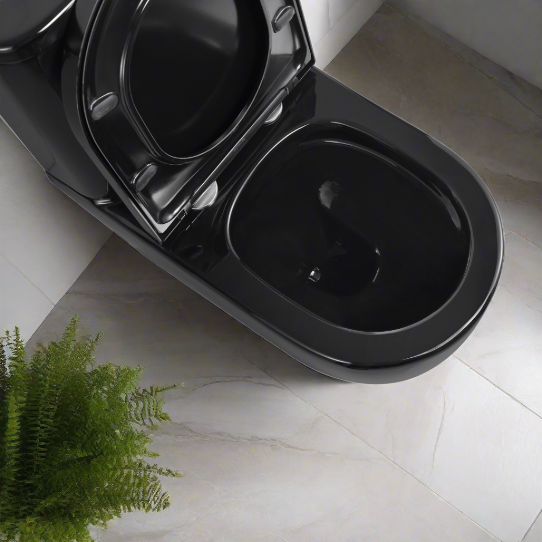 Mini Cyclone Back-to-Wall Toilet Suite in Gloss Black